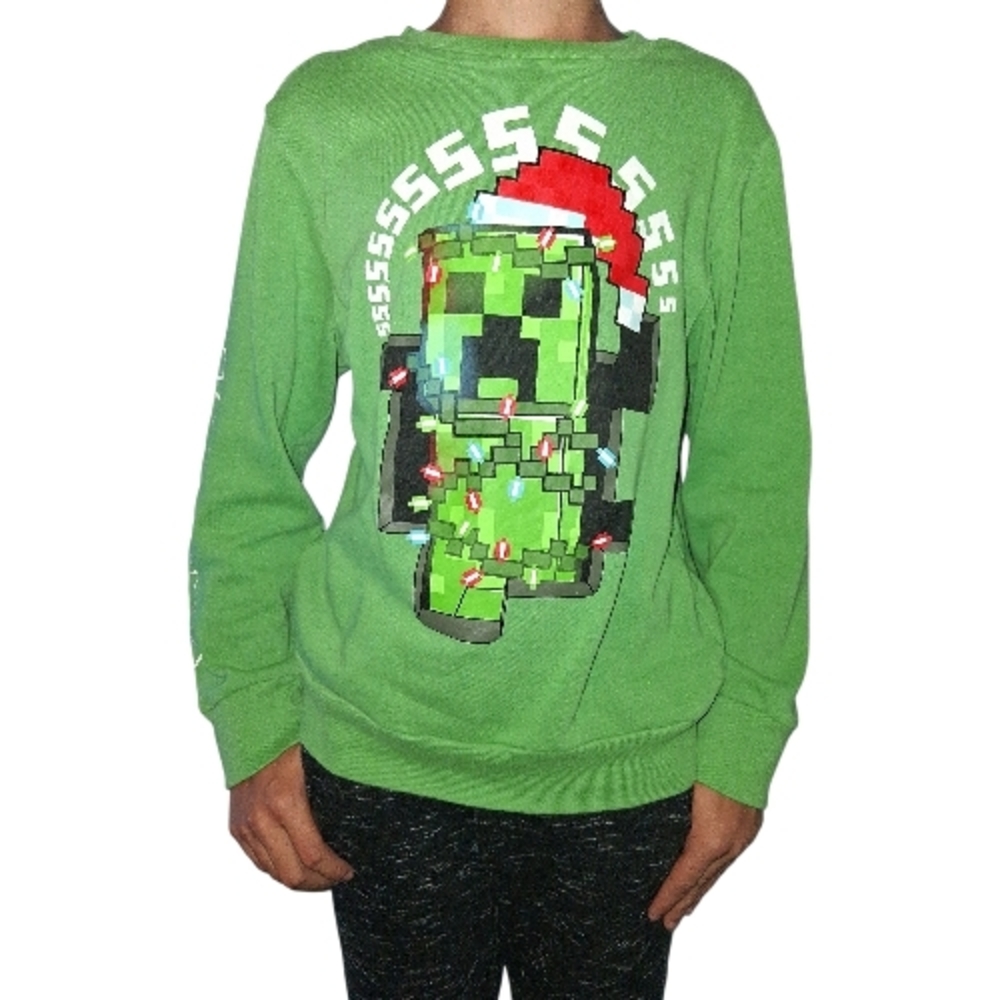 Green Minecraft Creeper Holiday Sweater